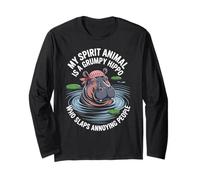 Grumpy Hippo Funny Spirit Animal Slap Joke Water Bandana Long Sleeve T-Shirt