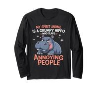 Grumpy Hippo who slaps annoying people Hippopotamus Long Sleeve T-Shirt