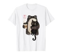 Grumpy Japanese Frog Holding Cat Mornings and Coffee Anime Value Graphic T-Shirt