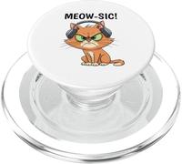 Grumpy Looking Cat Meow-sic Headphones Funny Music PopSockets PopGrip for MagSafe