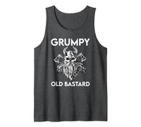 Grumpy Man Husband Grandpa Warning Grumpy Old Bastard Tank Top, Men, Dark Heather Grey, XX-Large