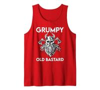 Grumpy Man Husband Grandpa Warning Grumpy Old Bastard Tank Top, Men, Red, X-Large