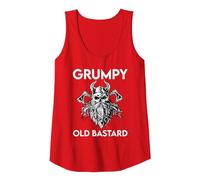 Grumpy Man Husband Grandpa Warning Grumpy Old Bastard Tank Top, Women, Red, XX-Large