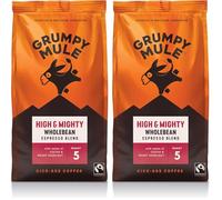 Grumpy Mule High and Mighty Espresso Blend Whole Coffee Beans with notes of Cocoa and Roast Hazelnut 200g (Pack of 2)