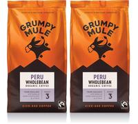 Grumpy Mule Peru Café Feminino Organic (Whole Coffee Beans) with notes of Dark Chocolate and Citrus 200g (Pack of 2)