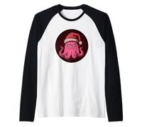 Grumpy Octopus with Christmas Hat for Santa Lovers Raglan Baseball Tee