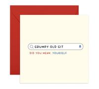 Grumpy Old Git Birthday Card - Rude Funny Search Bar Joke For Him Uncle Dad Husband Brother Bro Buddy Pal Mate Lad Him Men Retired Seniors - Comes with Fun Stickers