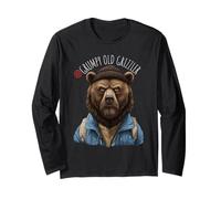 Grumpy Old Grizzler Funny Bear Design for Men Long Sleeve T-Shirt