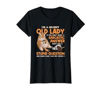Grumpy Old Lady Answer Dont Ask A Stupid Cat Lover Sarcastic T-Shirt, Women, Black, XX-Large