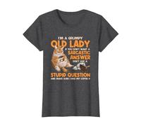 Grumpy Old Lady Answer Dont Ask A Stupid Cat Lover Sarcastic T-Shirt, Women, Dark Heather Grey, X-Small