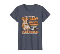 Grumpy Old Lady Answer Dont Ask A Stupid Cat Lover Sarcastic T-Shirt, Women, Heather Blue, Medium
