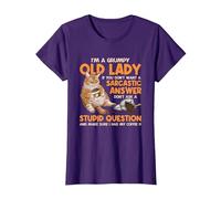 Grumpy Old Lady Answer Dont Ask A Stupid Cat Lover Sarcastic T-Shirt, Women, Purple, 3X-Large