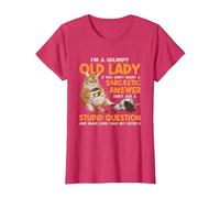 Grumpy Old Lady Answer Dont Ask A Stupid Cat Lover Sarcastic T-Shirt, Women, Red Heather, 3X-Large