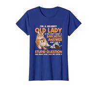 Grumpy Old Lady Answer Dont Ask A Stupid Cat Lover Sarcastic T-Shirt, Women, Royal Blue, X-Large