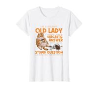 Grumpy Old Lady Answer Dont Ask A Stupid Cat Lover Sarcastic T-Shirt, Women, White, 3X-Large