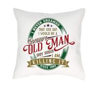 Grumpy Old Man But Killing It - Father’s Day - Humorous Gift for Dad, Grandad, or Husband, Sofa decor Home Décor, Satin Throw Pillow/Cushion. (Satin Cushion Cover With Insert)