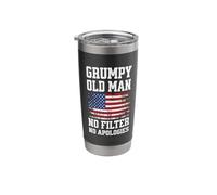 Grumpy Old Man Funny American Flag Stainless Steel Insulated Tumbler
