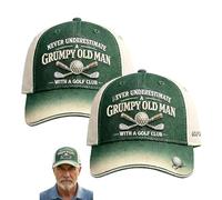 Grumpy Old Man Golf Club Art Print Baseball Cap - Vintage Distressed Adjustable Unisex Hat for Outdoor Leisure (2PCS)