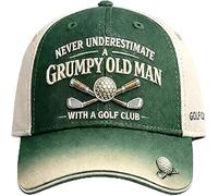Grumpy Old Man Golf Club Art Print Casual Hat, Vintage Golf Themed Baseball Cap, Adjustable Unisex Golfs Themed Hat Multicolour