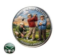 Grumpy Old Man Golf Club Commemorative Coin, Double-Sided Old Bastards Golf Club Collector Token, Novelty Gag Lifetime Member Challenge Coins, for Golfers, Dad, Grandpa, Retired Men (1pc)