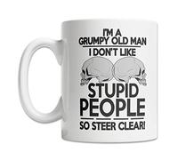 Grumpy Old Man I Don't Like Stupid People Tea Cup with Handle Mug Novelty Ceramic Drinkware for Cocoa Home Everyday Use 330Ml