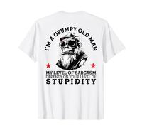 Grumpy Old Man - My Level Of Sarcasm Funny Monkey (On Back) T-Shirt