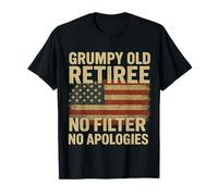 Grumpy Old Retiree No Filter No Apologies Vintage Flag Funny T-Shirt