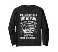 Grumpy Old Veteran Funny US Flag Grandpa Patriotic Long Sleeve T-Shirt
