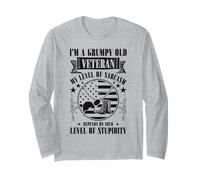 Grumpy Old Veteran Funny US Flag Grandpa Patriotic Long Sleeve T-Shirt