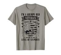 Grumpy Old Veteran Funny US Flag Grandpa Patriotic T-Shirt
