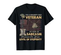Grumpy Old Veteran Funny US Flag Grandpa Patriotic T-Shirt