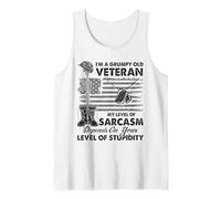 Grumpy Old Veteran Funny US Flag Grandpa Patriotic Tank Top