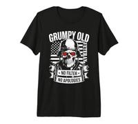 Grumpy Old Veteran Skull USA Flag No Filter No Apologies Premium T-Shirt