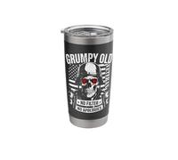 Grumpy Old Veteran Skull USA Flag No Filter No Apologies Stainless Steel Insulated Tumbler