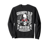 Grumpy Old Veteran Skull USA Flag No Filter No Apologies Sweatshirt