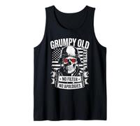 Grumpy Old Veteran Skull USA Flag No Filter No Apologies Tank Top