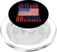 Grumpy Old Veterans Day US Flag Military No Filter Apologies PopSockets PopGrip for MagSafe