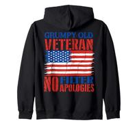 Grumpy Old Veterans Day US Flag Military No Filter Apologies Zip Hoodie