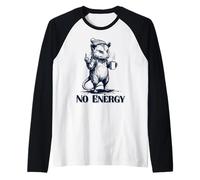 Grumpy Opossum No Energy Funny Coffee Meme Raglan Baseball Tee
