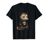 Grumpy Opossum Punk Rock Skull Spikes T-Shirt