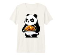Grumpy Panda with Turkey Funny Thanksgiving Premium T-Shirt