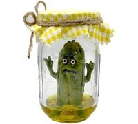 Grumpy Pickle in A Jar Sculpture, Miniature Glass Screaming Pickle in a Bottle, Emotional Support Jar,Handmade Emotional Support Pickled Cucumber, for Pickle Lovers, 3.5, for pickle lovers