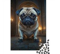 Grumpy Pug in A Grand Hall Jigsaw Puzzle 1000 Pieces for Adults, Calm Animal Theme Brain Teaser And Home Activity 70x50cm/1000pcs