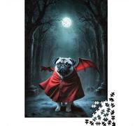 Grumpy Pug Vampire 1000 Piece Jigsaw Puzzle for Adults, 38x26cm/1000pcs, Relaxing Screen-Free Hobby, Weekend Downtime And Puzzle Lovers