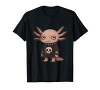 Grumpy Punk Axolotl Skull Spikes Emo Goth T-Shirt