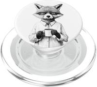 Grumpy Raccoon Coffee Lover Funny Animal Design PopSockets PopGrip for MagSafe