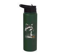 Grumpy Raccoon Smoking Cigarette Funny Animal Whisky Stainless Steel Insulated Water Bottle