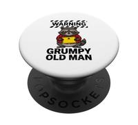 Grumpy Raccoon Warning Old Man Funny WARNING GRUMPY OLD MAN PopSockets Adhesive PopGrip