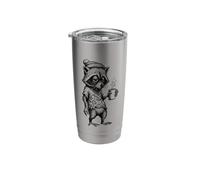Grumpy Raccoon with Coffee Funny Morning Mood Stainless Steel Insulated Tumbler
