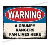 Grumpy Rangers Fan Lives Here Metal Bar Sign Father's Day Gift Logo Man Cave Tin Sign Retro Vintage Hanging Wall Plaque Kitchen Garden Shed Garage Funny Made Uk 20cm x 15 cm